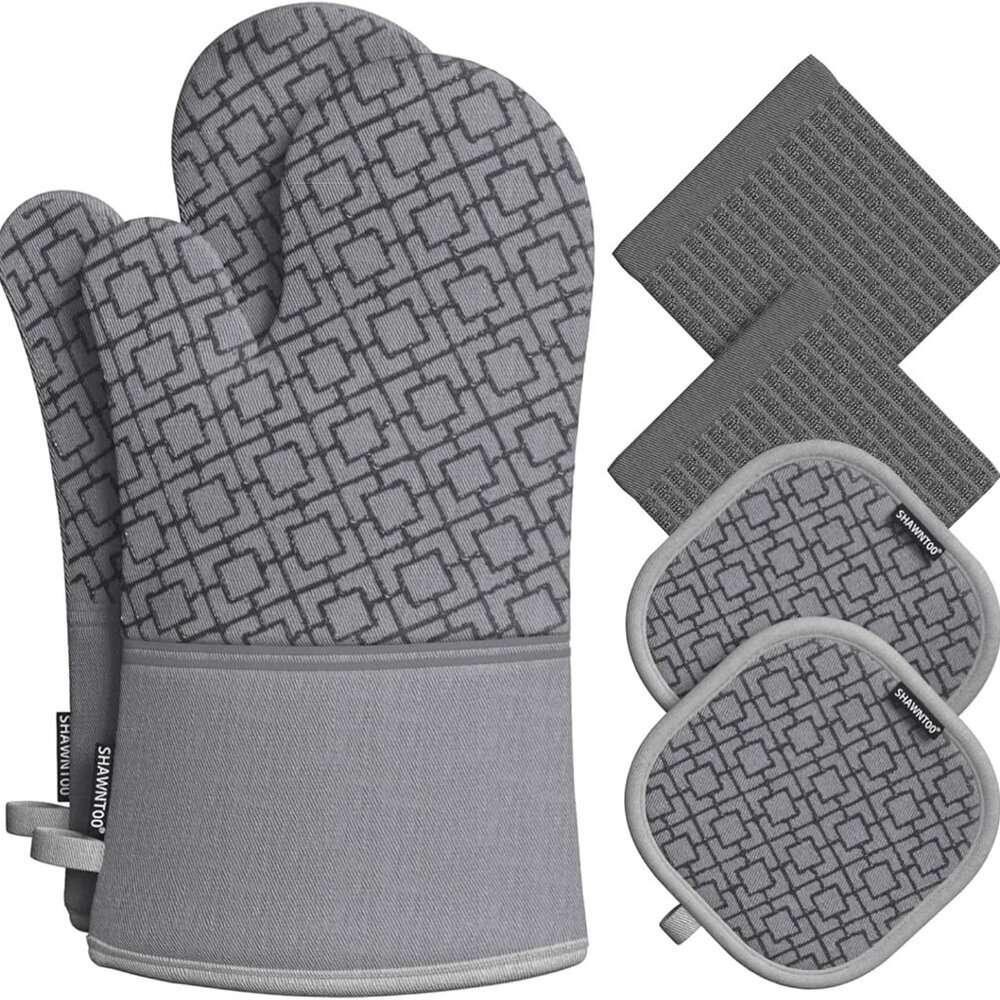 Oven Mitts and Pot Holders Sets 6pcs, Kitchen Oven Glove,High Heat Resistant 550